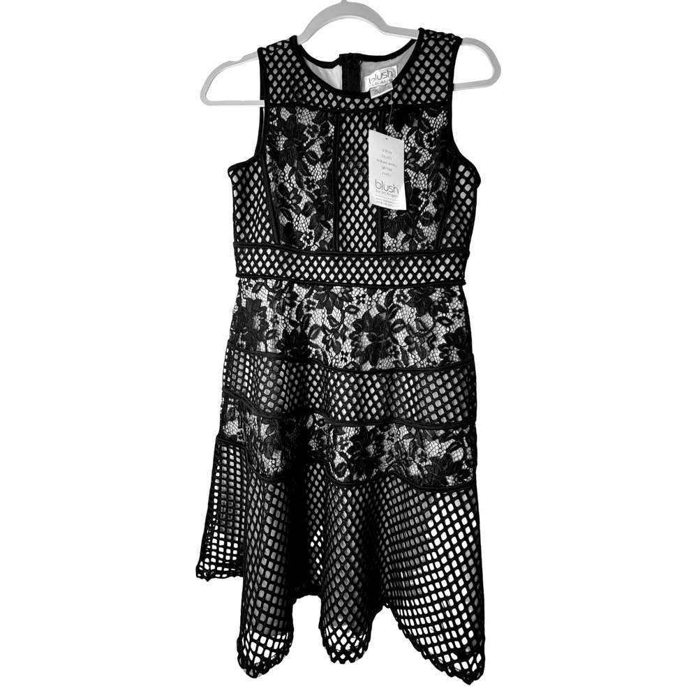Blush by Us Angels Girls Black Lace Mesh Tiered Party Dress B7-9415 Size 16 NWT
